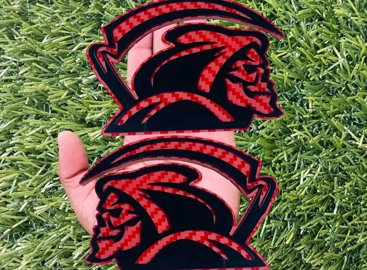 Reaper Emblem Badge Set Carbon Fiber Aggressive Racing Emblems Badges