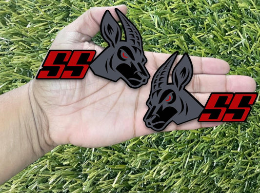 Red Eye Angry Red SS Impala Car Emblem Badges Matte Black on Black Custom New