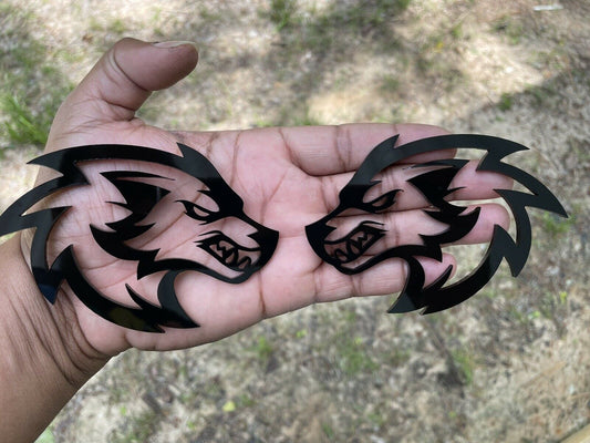 Wolf Car Emblem Badge Custom New Black