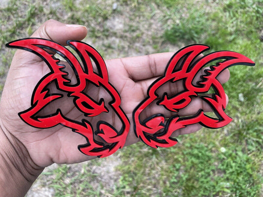 Angry Goat Car Emblem Badge Custom Red Black New