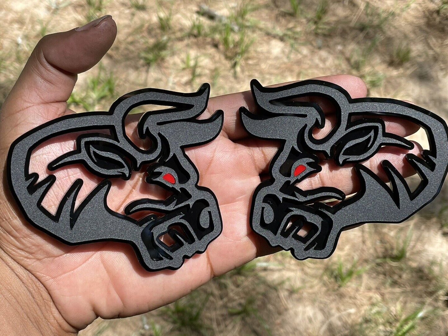 Red Eye Raging Angry Bull Emblem Badge Custom New