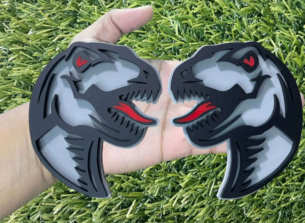 Raptor Emblem Badges Red Eye Gray & Black New Velociraptor Custom Fender