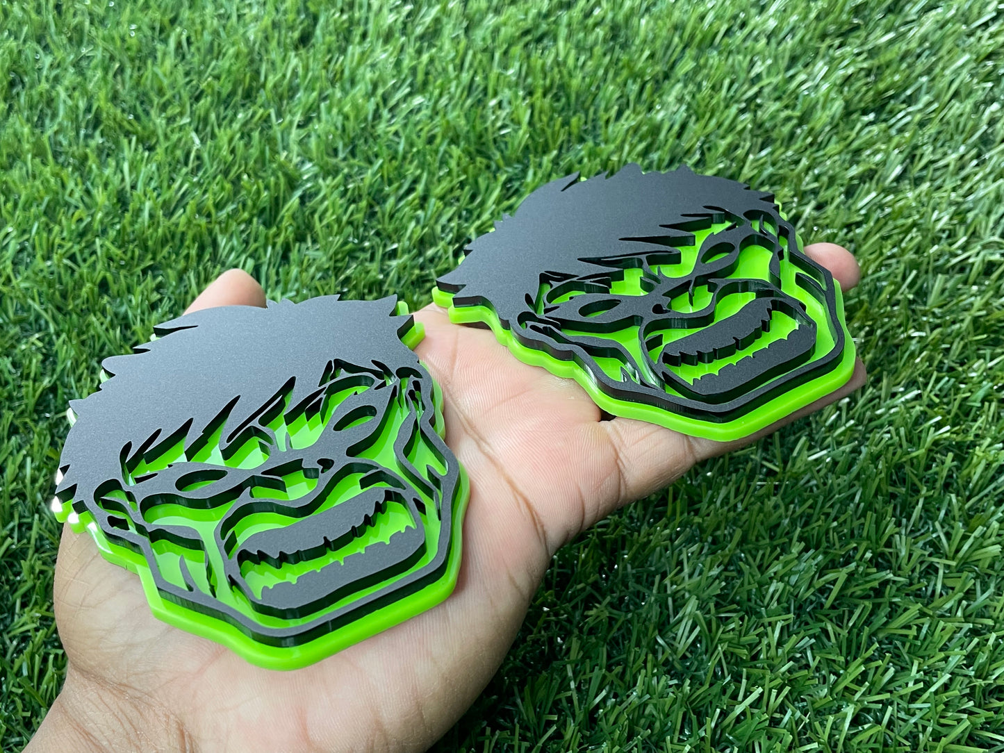 Angry HULK Emblem Badges Aggressive matte Black And Green Custom New.