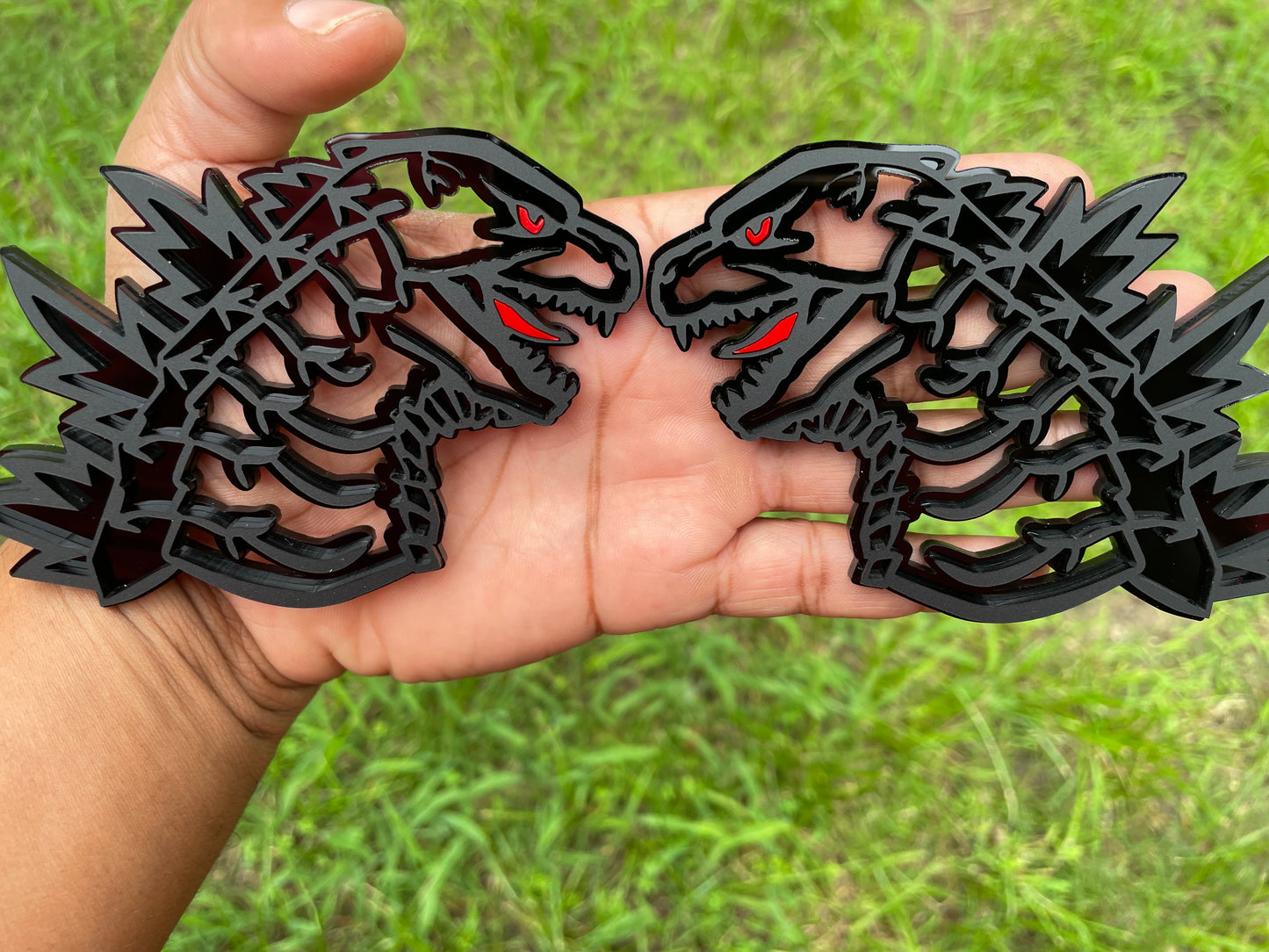 Godzilla Red Eye Emblem Badges Matte Black on Black