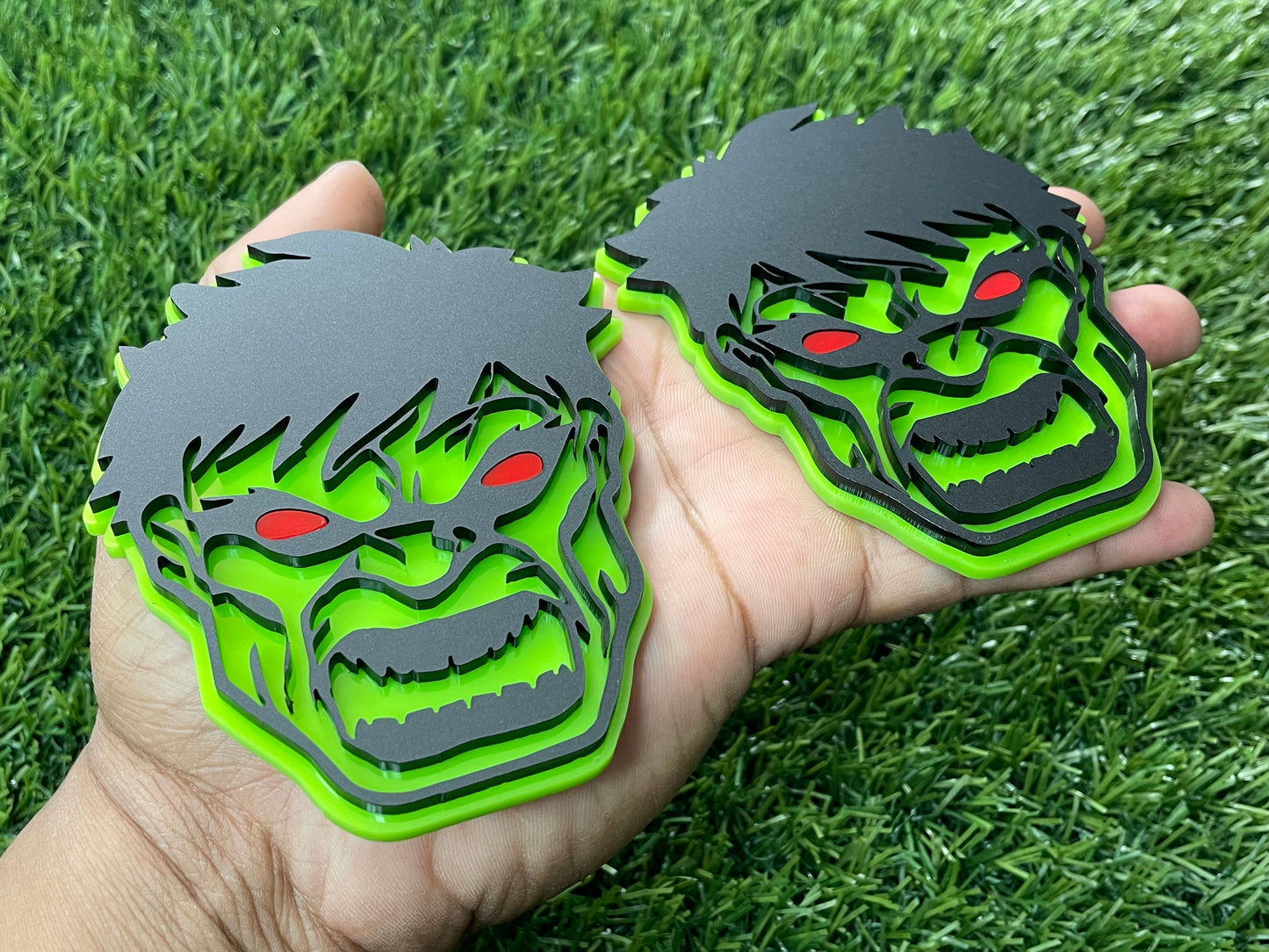 Red Eyes Angry HULK Emblem Badges Aggressive matte Black And Green Custom New.