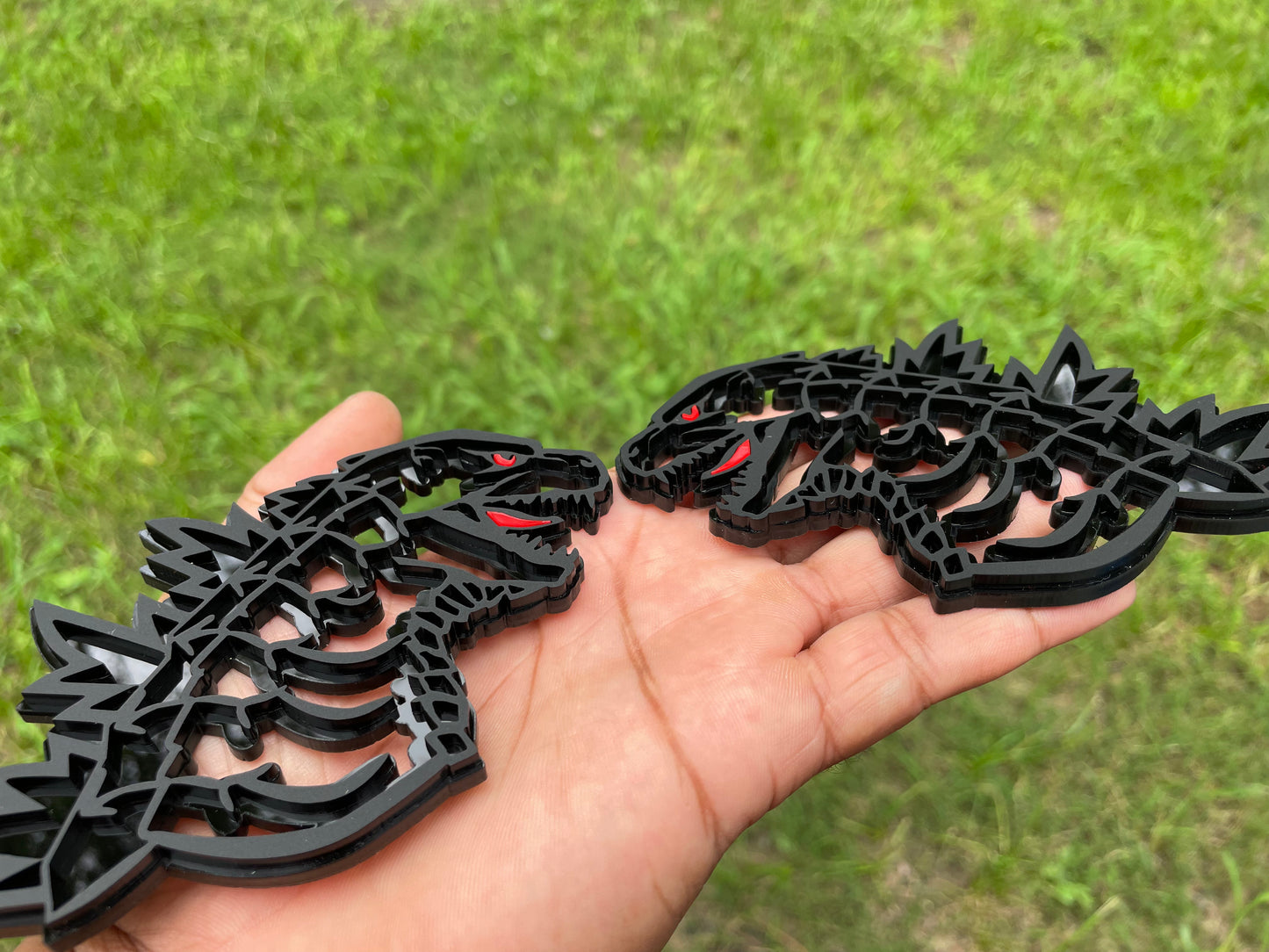 Godzilla Red Eye Emblem Badges Matte Black on Black