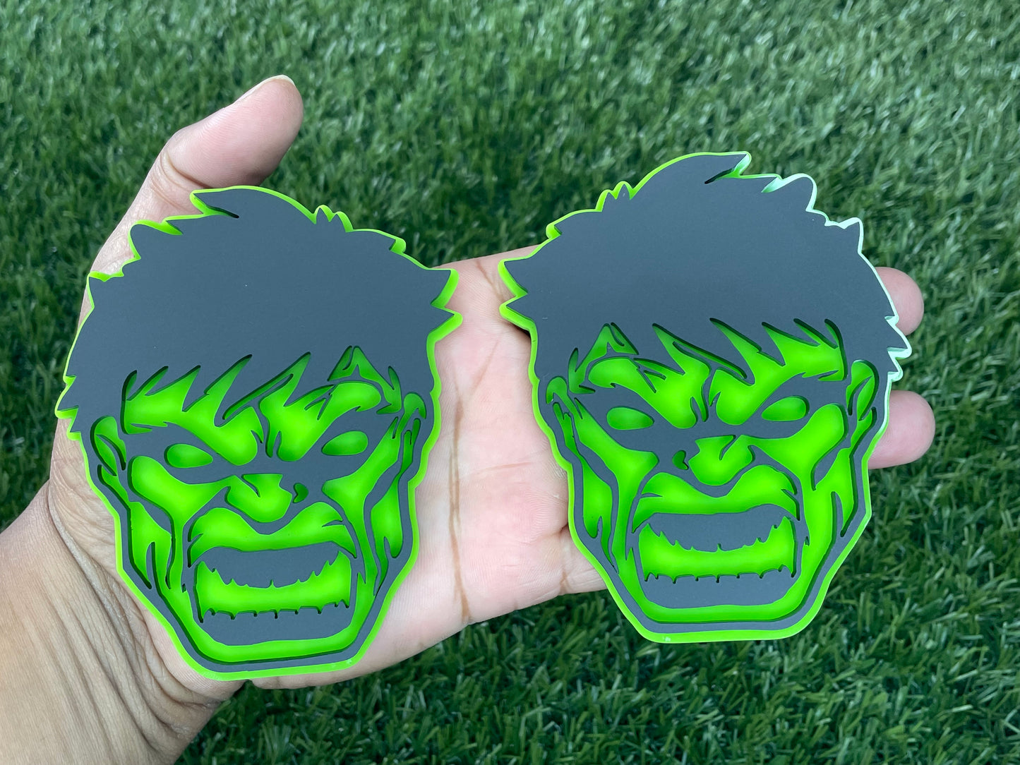 Angry HULK Emblem Badges Aggressive matte Black And Green Custom New.