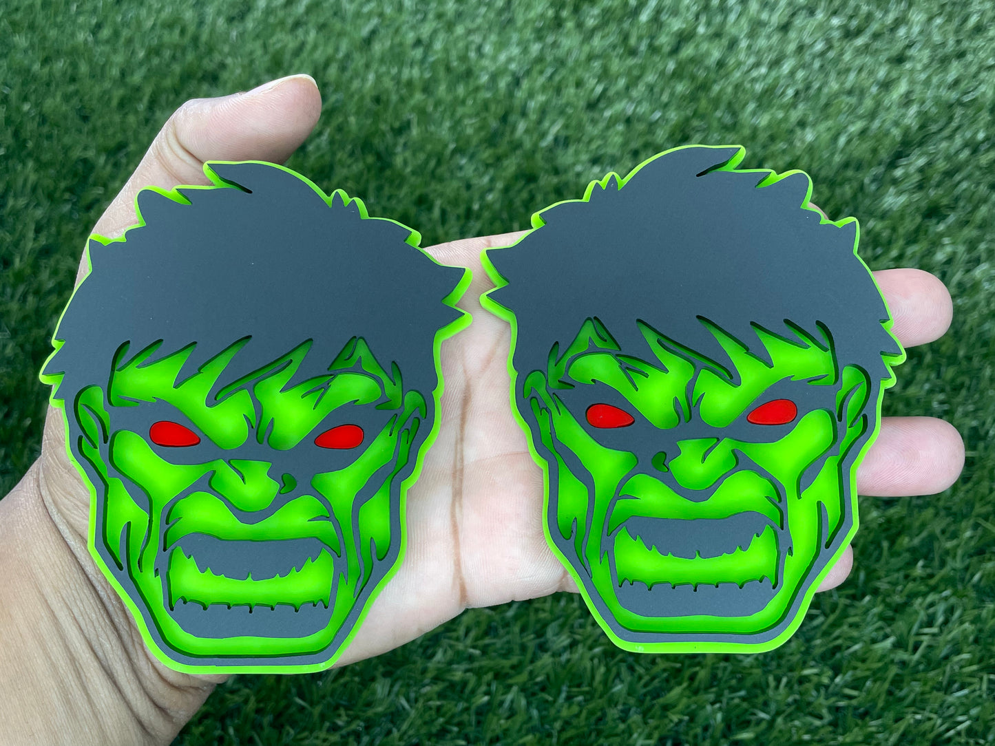 Red Eyes Angry HULK Emblem Badges Aggressive matte Black And Green Custom New.