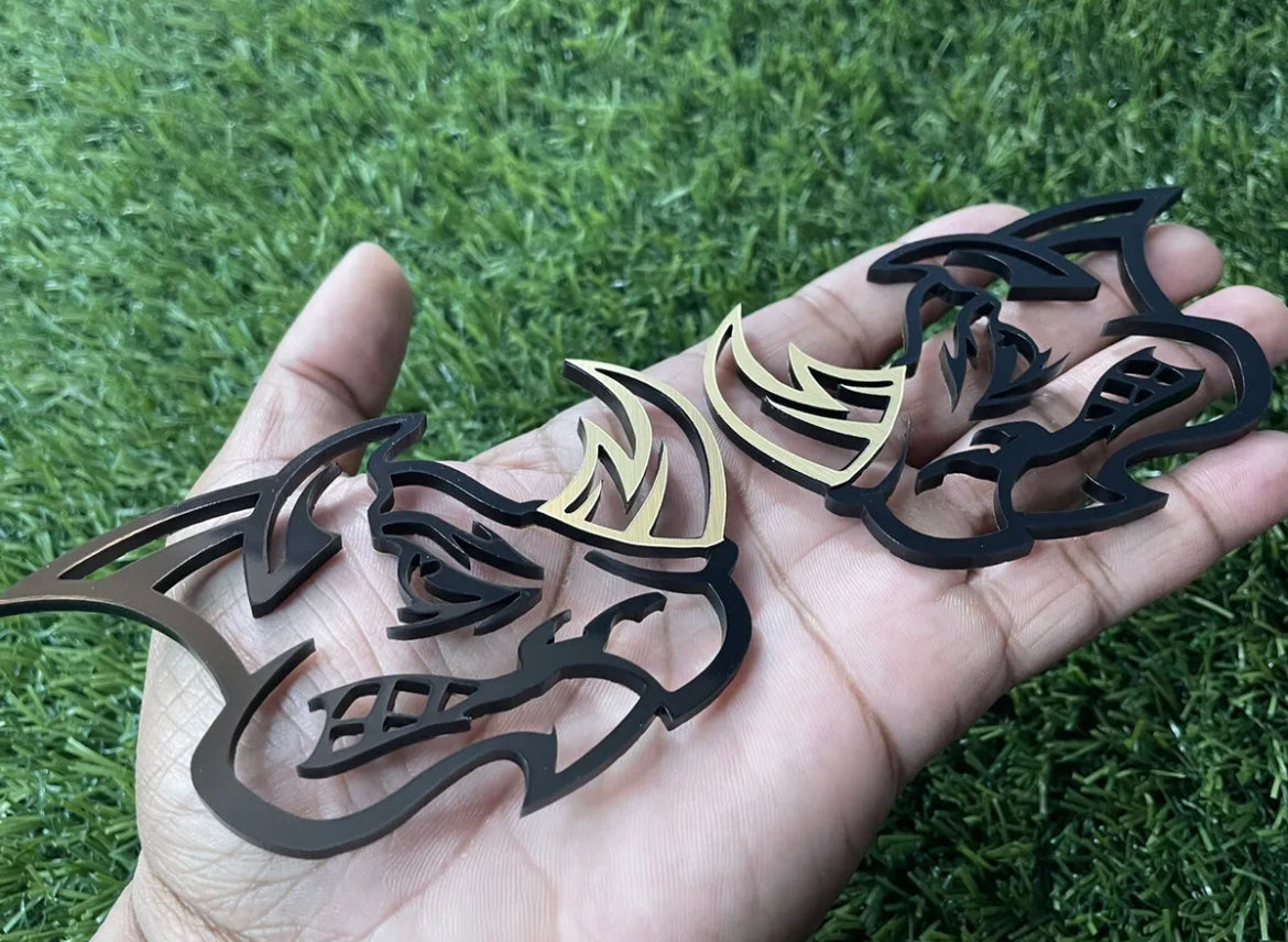 Angry Rhino vehicle Emblem Badges Wit Real Bronze Metal Horns Badge Ad ...