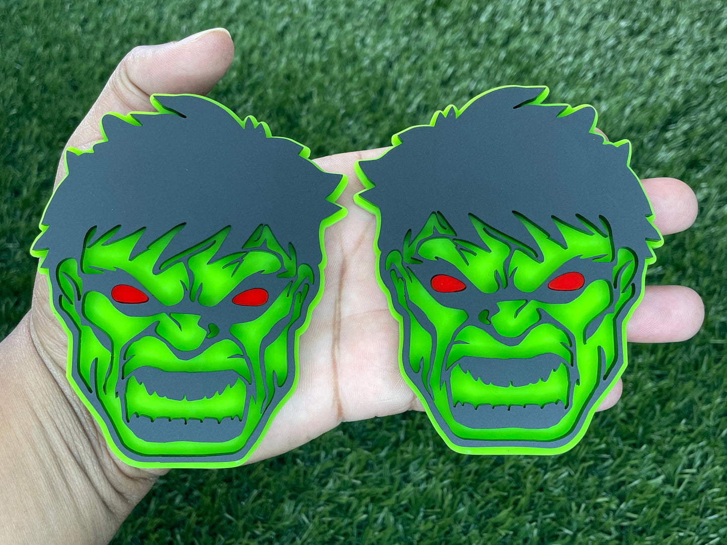 Red Eyes Angry HULK Emblem Badges Aggressive matte Black And Green Custom New.