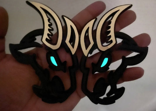 Goat Emblem Badges Glow In The Dark Eyes With Gold Bronze Horns Badge Addictz